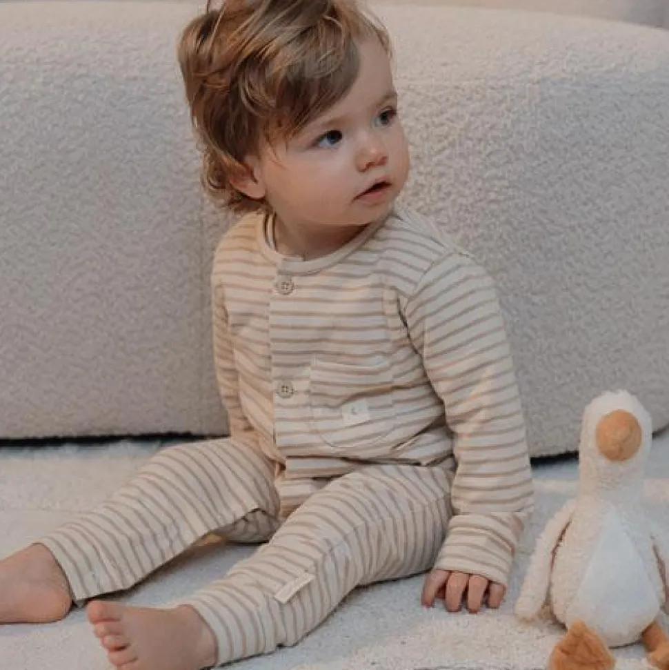 Eendelige pyjama - Zand - Gestreept