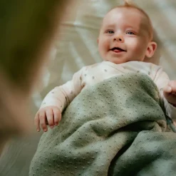 Gebreid wiegdeken - Fleece – Groen – Essentials