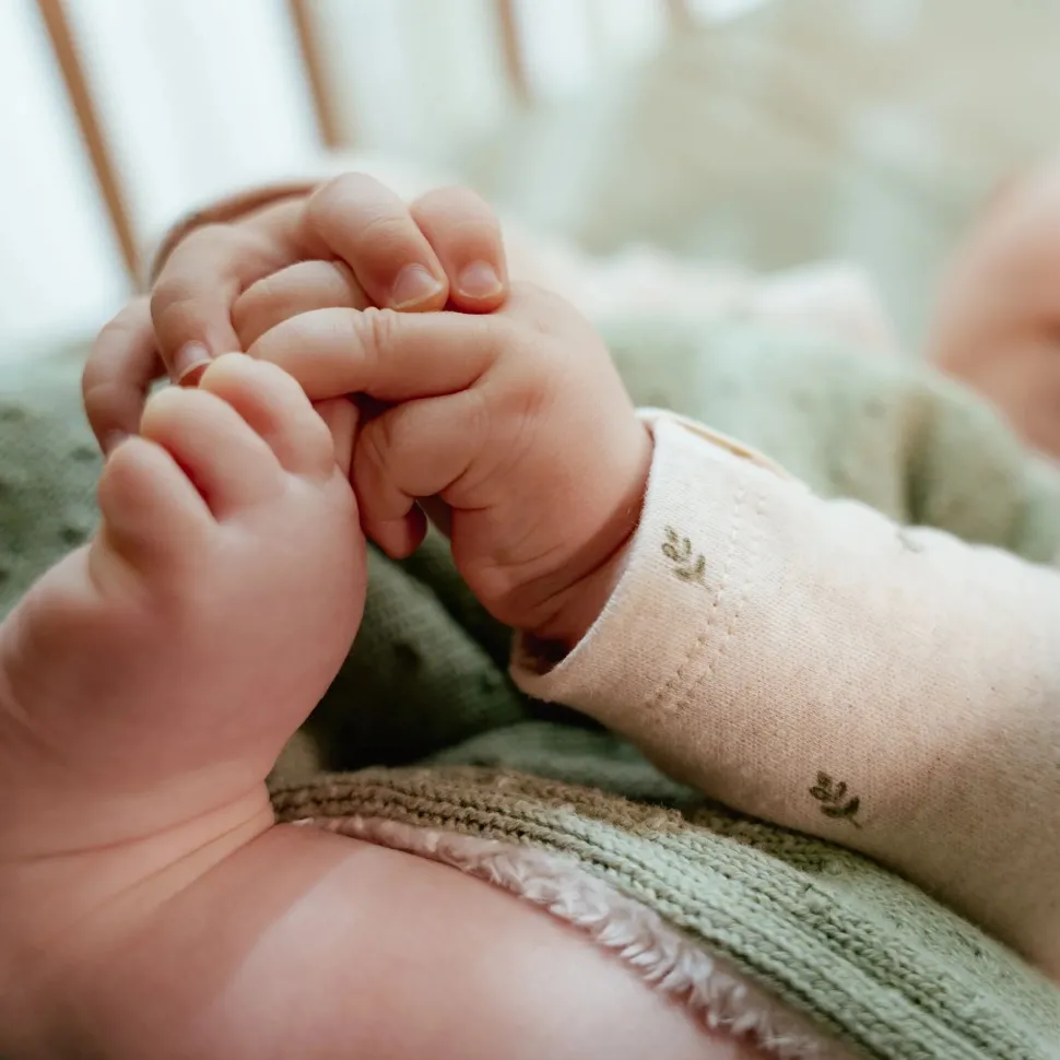 Gebreid wiegdeken - Fleece – Groen – Essentials