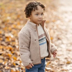 Gebreide trui - Zand - Forest Friends - Stripe