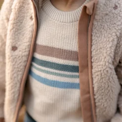 Gebreide trui - Zand - Forest Friends - Stripe