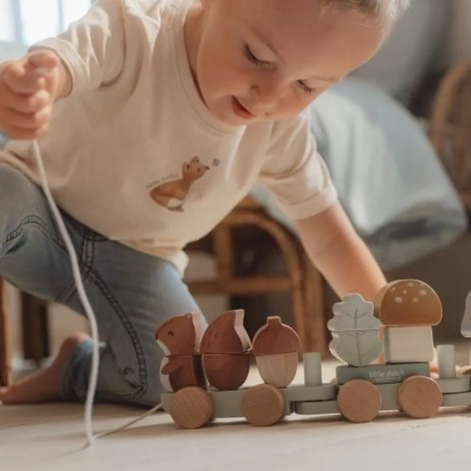 Houten Blokkentrein - Blauw - Forest Friends