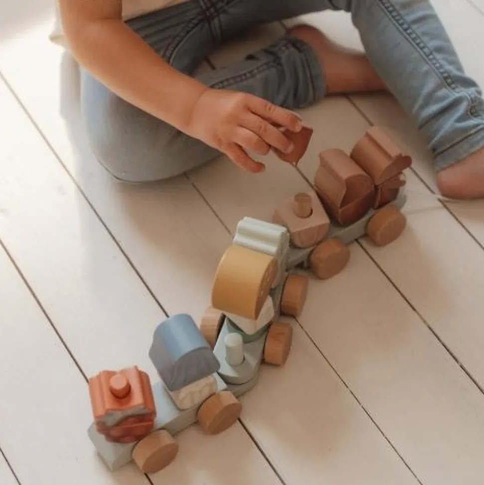 Houten Blokkentrein - Blauw - Forest Friends