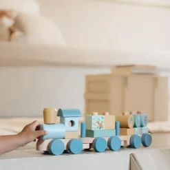 Houten Blokkentrein - Blauw - Forest Friends