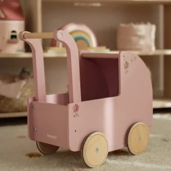 Houten poppenwagen - Roze