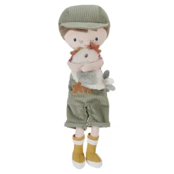 Knuffelpop Boer Jim met kip 35cm