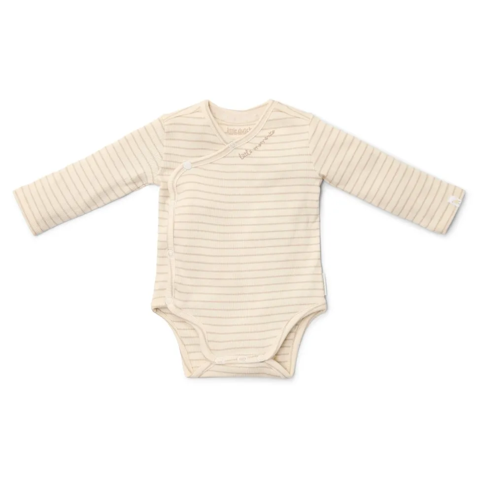 Romper overslag lange mouw - Beige - Newborn Naturals - Stripe