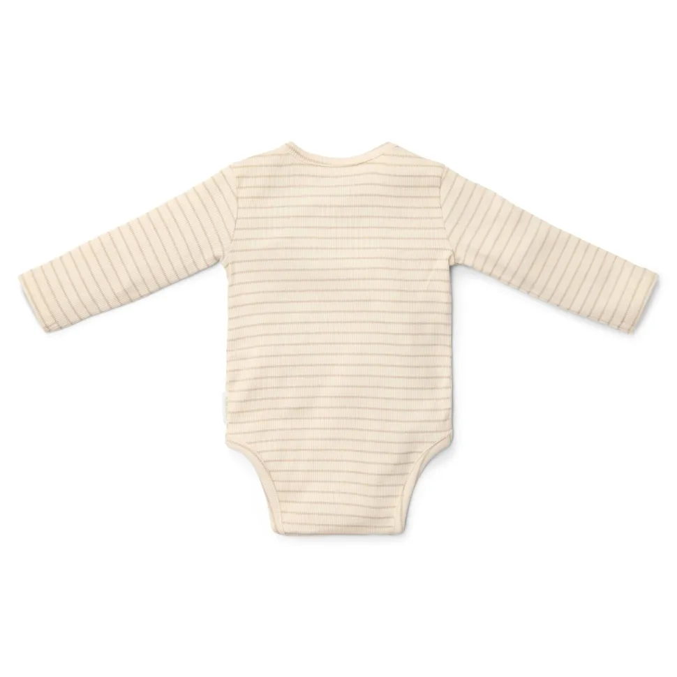 Romper overslag lange mouw - Beige - Newborn Naturals - Stripe