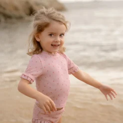 Zwemshirt korte mouw - Lichtroze - Sunny Flowers